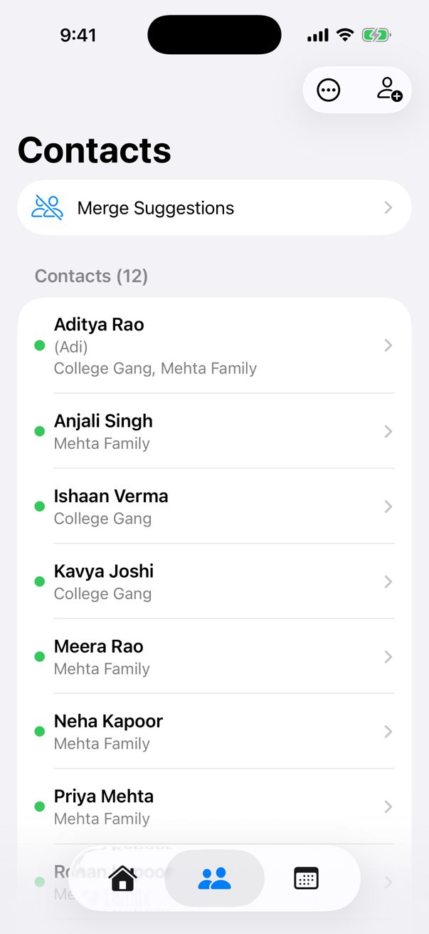 Contacts found in imported chats